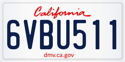 CA license plate 6VBU511