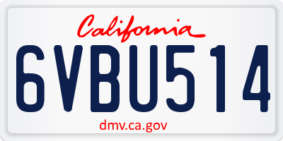 CA license plate 6VBU514