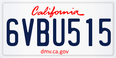 CA license plate 6VBU515