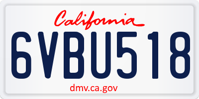 CA license plate 6VBU518