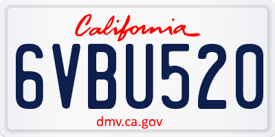 CA license plate 6VBU520