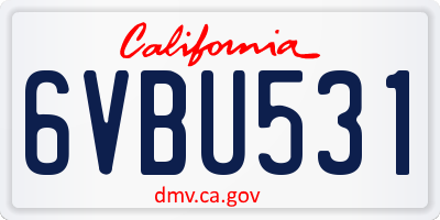 CA license plate 6VBU531