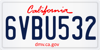 CA license plate 6VBU532
