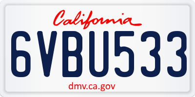 CA license plate 6VBU533