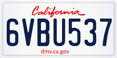 CA license plate 6VBU537