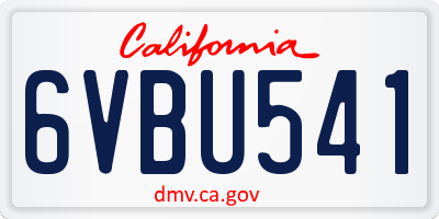 CA license plate 6VBU541