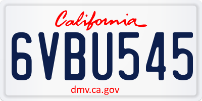 CA license plate 6VBU545