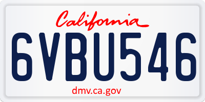 CA license plate 6VBU546