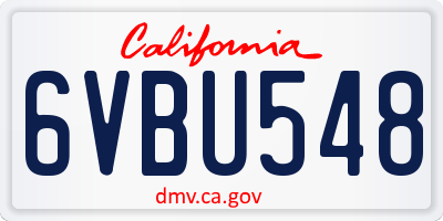 CA license plate 6VBU548