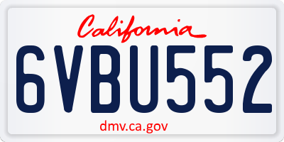 CA license plate 6VBU552