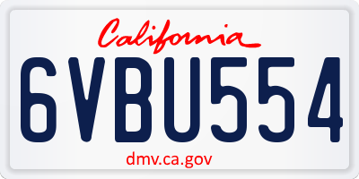 CA license plate 6VBU554