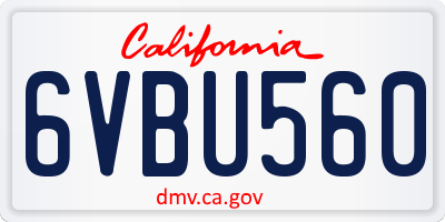 CA license plate 6VBU560
