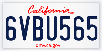 CA license plate 6VBU565