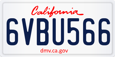CA license plate 6VBU566