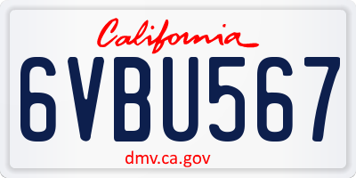 CA license plate 6VBU567