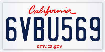CA license plate 6VBU569