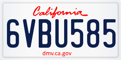 CA license plate 6VBU585