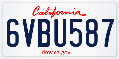 CA license plate 6VBU587