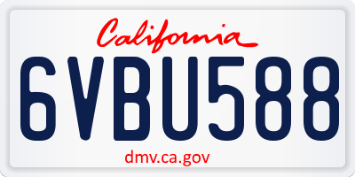 CA license plate 6VBU588