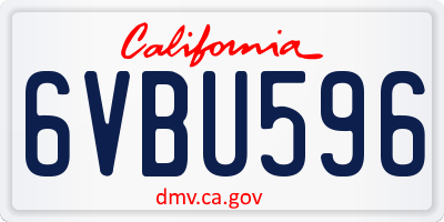 CA license plate 6VBU596