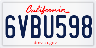 CA license plate 6VBU598