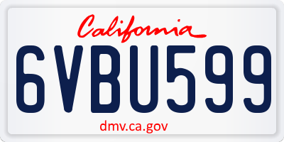CA license plate 6VBU599