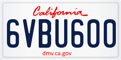 CA license plate 6VBU600