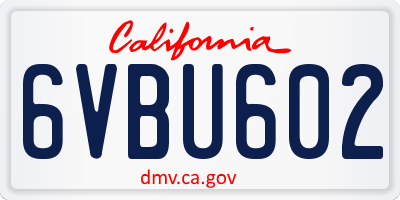 CA license plate 6VBU602