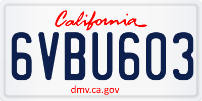 CA license plate 6VBU603