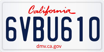 CA license plate 6VBU610