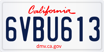 CA license plate 6VBU613