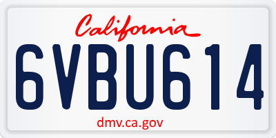 CA license plate 6VBU614