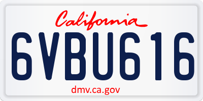 CA license plate 6VBU616