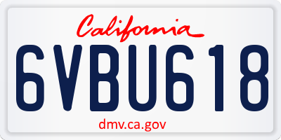 CA license plate 6VBU618