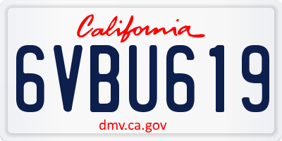 CA license plate 6VBU619