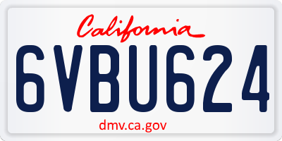 CA license plate 6VBU624