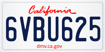 CA license plate 6VBU625