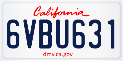 CA license plate 6VBU631