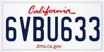 CA license plate 6VBU633