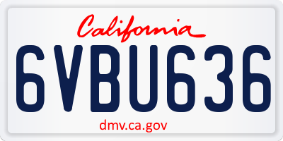 CA license plate 6VBU636