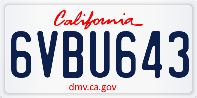 CA license plate 6VBU643
