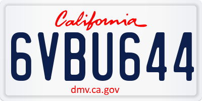 CA license plate 6VBU644