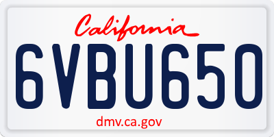 CA license plate 6VBU650