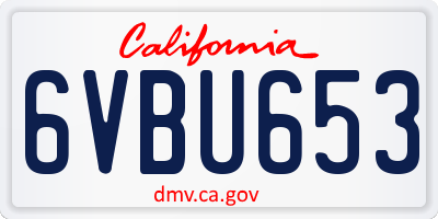 CA license plate 6VBU653