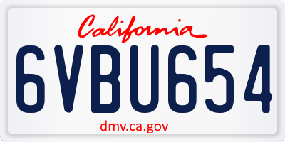 CA license plate 6VBU654
