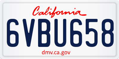 CA license plate 6VBU658