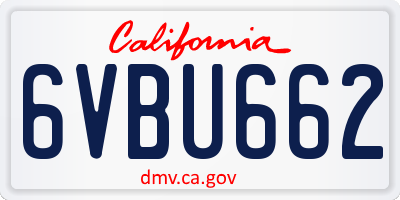 CA license plate 6VBU662