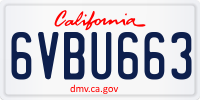 CA license plate 6VBU663