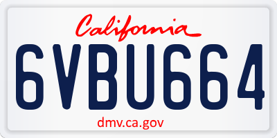 CA license plate 6VBU664