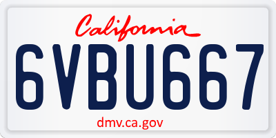 CA license plate 6VBU667